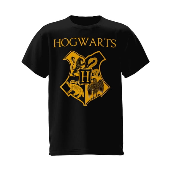 Harry Potter Hogwarts Shield Youth Short Sleeve Tee Shirt, XS-XL (Unisex)