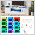 thumbnail image 4 of Sunmthink Modern Fireplace TV Stand for TVs up to 80'' with 12 LED Colors, 70'' Media Entertainment Center Console Table with Electric Fireplace, White, 4 of 9