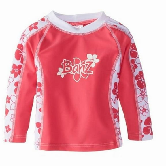 Banz RL-PW1 Girls Long Sleeve Rash Top, Pink Floral - Size 1