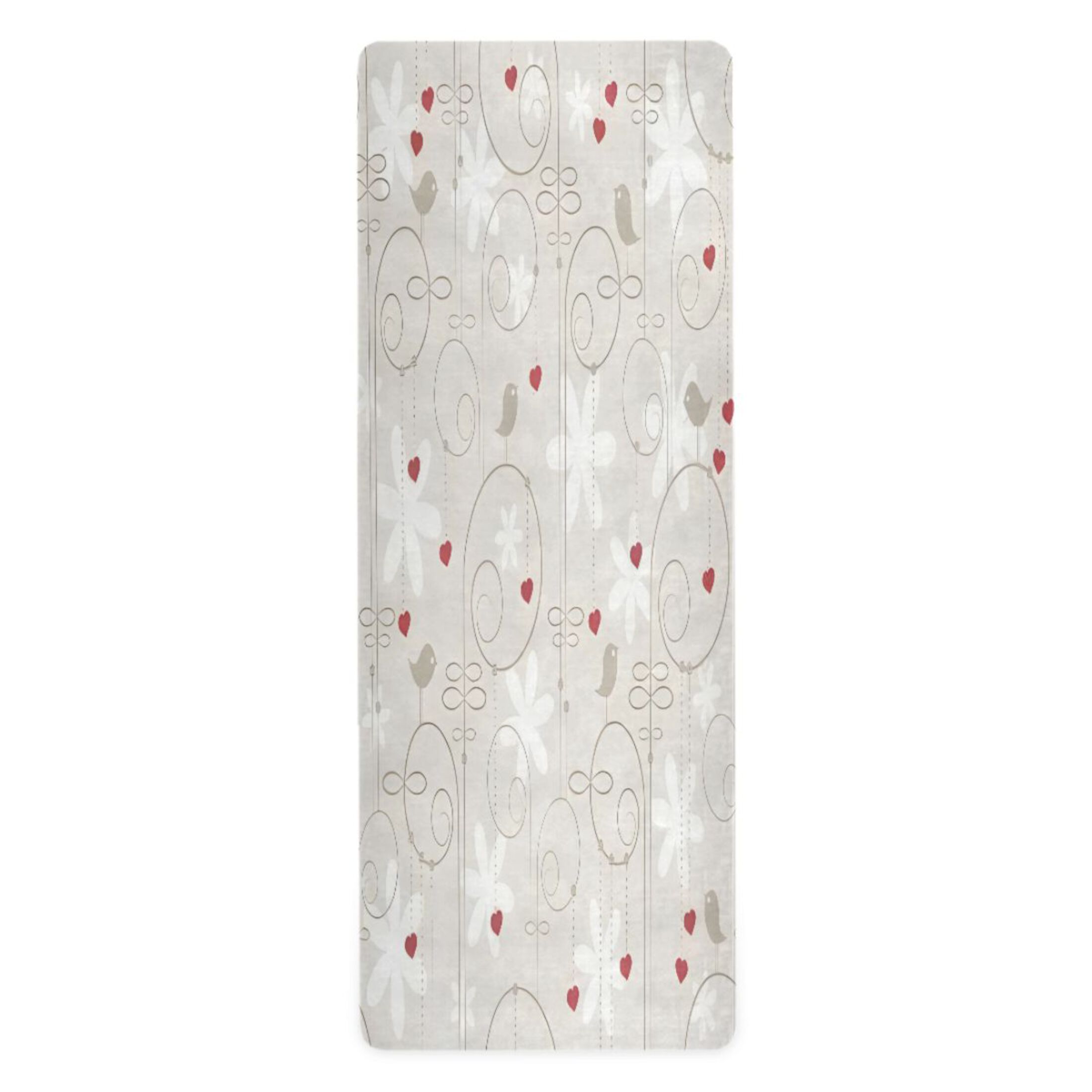 BZSMCE Yoga Mat Women Fitness Mat Flower and Red Heart Pattern
