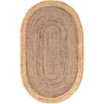 thumbnail image 2 of 2.3x4 Ft Oval Gray Jute Area Rug, Hand-Woven, Reversible, Farmhouse Boho Style, Durable & Pet-Friendly Rug for Living Room, Dining Room, and Bedroom, 2 of 5