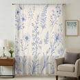 thumbnail image 3 of Blue Flowers Sheer Curtains 84 Inch Length, Light Filtering Voile Curtain Panel, Country Wildflower Vintage Pastoral Plants Rod Pocket Drapes Window Treatments for Living Room Bedroom 52"x84", 3 of 9