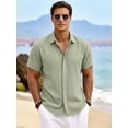 thumbnail image 3 of RICHCOIN Men's Linen Shirts Short Sleeve Casual Shirts Button Down Shirt for Men Summer Beach Wedding Dress Shirt, 3 of 7