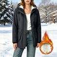 thumbnail image 7 of vdgthytj Fleece Jacket Women Waterproof Full Zip Button Drawstring Hooded Jackets Winter Warm Casual Rain Jacket with Pockets(X-Large,Black), 7 of 7