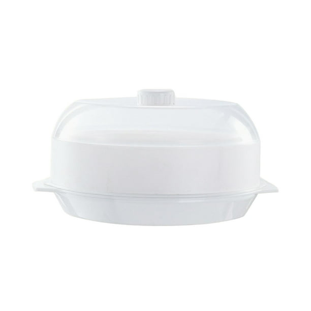 Vaporizador de microondas Olla de cocina de de calentamiento de microondas redonda, utensilios de cocina al , recipiente de comida con tapa transparente para el , blanco de una sola capa