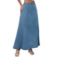 thumbnail image 4 of INSPIRE CHIC Women's Denim Maxi Skirts High Waisted Western Outfits Flared Long Jean Skirt M Blue, 4 of 6