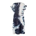 thumbnail image 3 of Puntoco Vestido De Manga Corta Con Cuello En V, Vestido De Verano Para Mujer, Cuello Redondo, Estampado Casual, Manga Corta, Vestido Con Volantes, Azul Marino M, 3 of 4