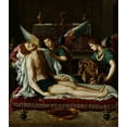 thumbnail image 2 of Allori, Alessandro 20x22 Black Ornate Wood Framed with Double Matting Museum Art Print Titled - The Body of Christ Anointed by Two Angels, 2 of 4