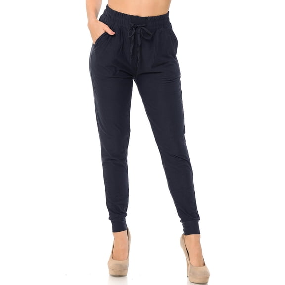 World of Leggings Buttery Smooth Solid Basic Navy Joggers - Navy Large
