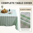 thumbnail image 4 of Sterakm Checkered Tablecloth for Rectangle Tables, Gingham Polyester Table Cloth, Wipeable Reusable Hand Washable Tablecloths, Light Green, 87"×55", 4 of 8