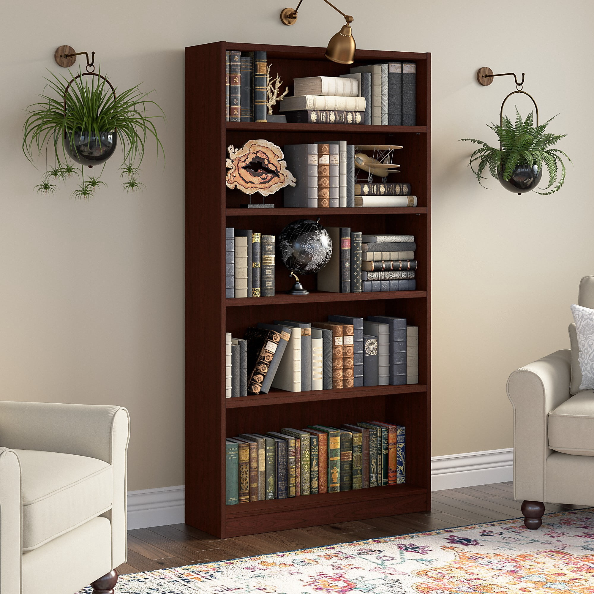 Bush Furniture Universal 5 Shelf Bookcase in Vogue Cherry