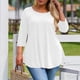 thumbnail image 2 of Plus Tamaño Suelto Ajuste Camisetas para las Mujeres Impresas 3/4 Manga Cuello Redondo Blusa Casual Verano, Más Tamaño de la Túnica de Manga Larga para las Mujeres, 2 of 6