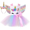 thumbnail image 3 of Vestido de tul con tutú de princesa unicornio para niñas, vestidos de tul para fiesta de cumpleaños de niñas pequeñas, disfraces de Halloween para niños pequeños, 3 of 5