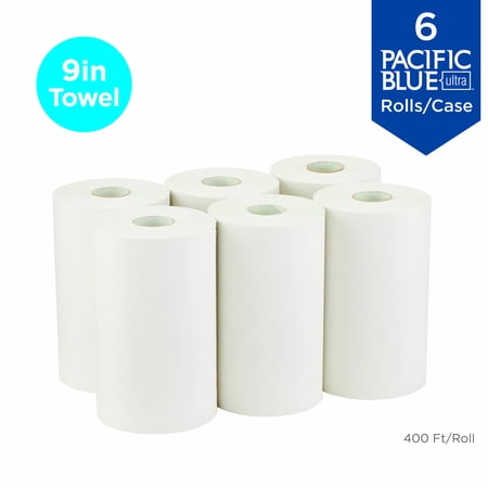 Georgia Pacific Professional Hardwound Paper Towel Roll  Nonperforated  9 x 400ft  White  6 Rolls/Carton -GPC26610