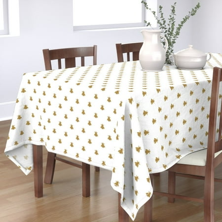 

Cotton Sateen Tablecloth 70 x 120 - Bees White Antique Gold French Bee Insect Nature Vintage Print Custom Table Linens by Spoonflower