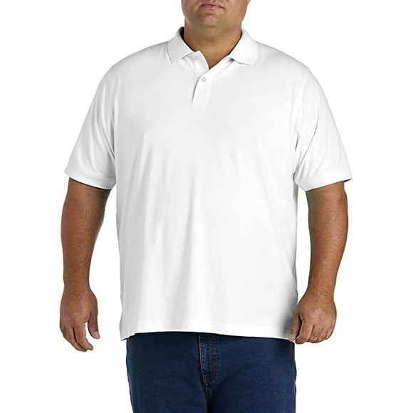 Big and Tall Essentials by DXL Men's Jersey Polo Shirt, White, 5XL