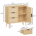 thumbnail image 2 of Storage Cabinet with Rattan Door & 3 Drawers, Rattan Cabinet with Adjustable Shelf, Entryway Cabinet, Small Storage Cabinet, Accent Cabinet for Living Room, Dining Room, Entryway, 2 of 9