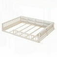 thumbnail image 4 of Full Size Wood Platform Bed with Guardrail and Pillow, Beige, 4 of 14