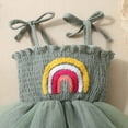 thumbnail image 5 of mgoYE Baby Girl 1st Birthday Clothes Rainbow Embroidery Tulle Dress Sleeveless Romper Bodysuit Cake Smash Outfit(Green,18-24 Months), 5 of 9