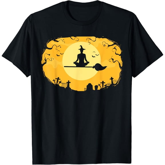 Namaste Witches Halloween Yoga Spooky Trick Or Treat T-Shirt men and women can wear, black, white, gifts