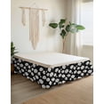 thumbnail image 2 of White Daisy Floral Wrap Around Bed Skirts for Queen Bed 16" Drop, Bed Skirt with Adjustable Elastic Belt Dust Ruffle Bed Valance for Bedroom Hotel Luxury Spring Summer Flowers Black Bed Frame Cover, 2 of 7