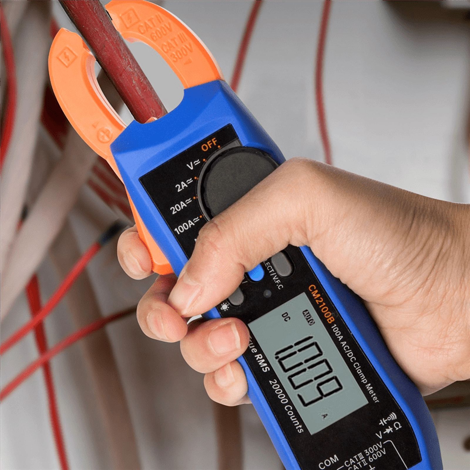 CM2100B Bluetooth Clamp Meter 100A 600V Meter 20000 Counts True RMS Capacitance Resistance Diode Clamp Multimeter,1 * Digital Tester 1 * multimeter pen 1 * Screwdriver 1 * case,Blue