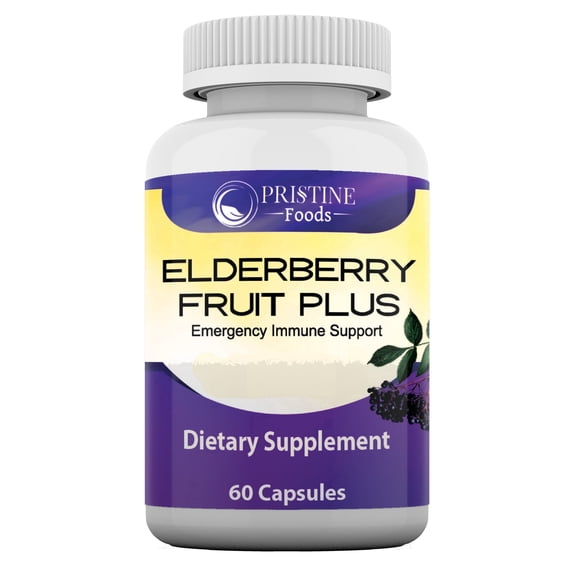 Pristine Elderberry Capsules 600 mg/Serving Dietary Supplement for Support Immune Health, 60 Ct.