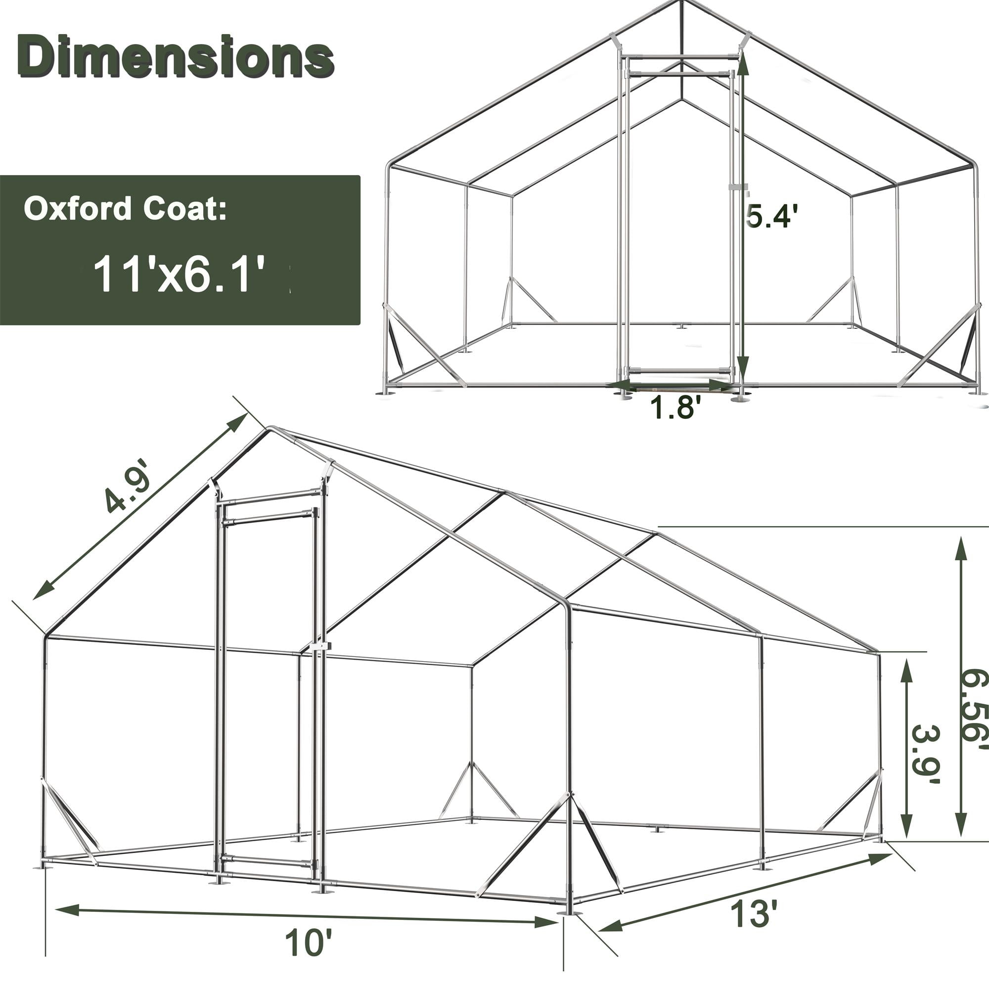 Pefilos 10'x13'x6'5" Large Metal Chicken Coop, Chicken Coops Run Cage with Waterproof Cover for Outdoor Backyardle, Silver Pefilos 10'x13'x6'5" Large Metal Chicken Coop, Chicken Coops Run Cage with Waterproof Cover for Outdoor Backyardle, Silver