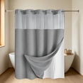 thumbnail image 7 of No Hooks Polyester Textured Shower Curtain with Snap-in Fabric Liner Set, Hotel Luxury Decor Shower Curtains for Bathroom with See Through Top Window, Waterproof & Washable, 71Wx75H,Gray, 7 of 7