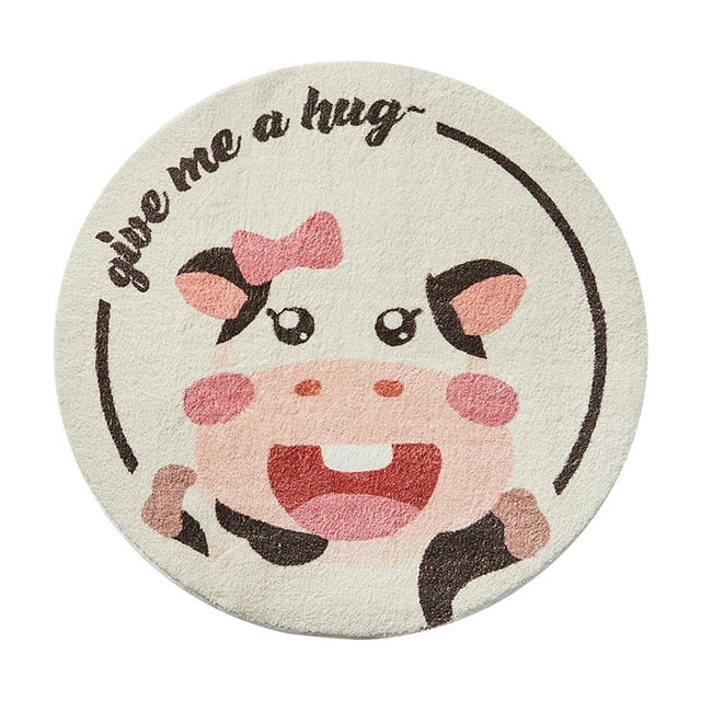 Tapis Rond pour Chambre d'Enfants, Tapis de Chambre Rond Mignon Vache