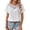 White, variant on Womens Embroidered Peasant Tops Gauzy Lace Babydoll Roll Up Short Sleeve Blouse Tee Classy Cruise Going Out Outfits