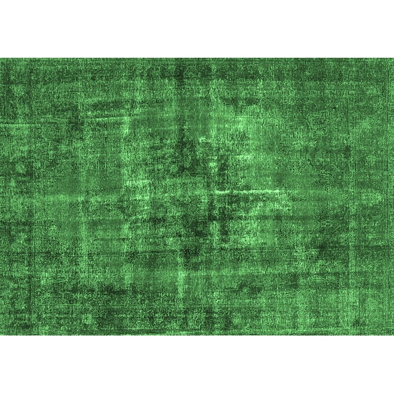 Ahgly Company Indoor Rectangle Oriental Emerald Green Industrial Area Rugs, 2' x 5'