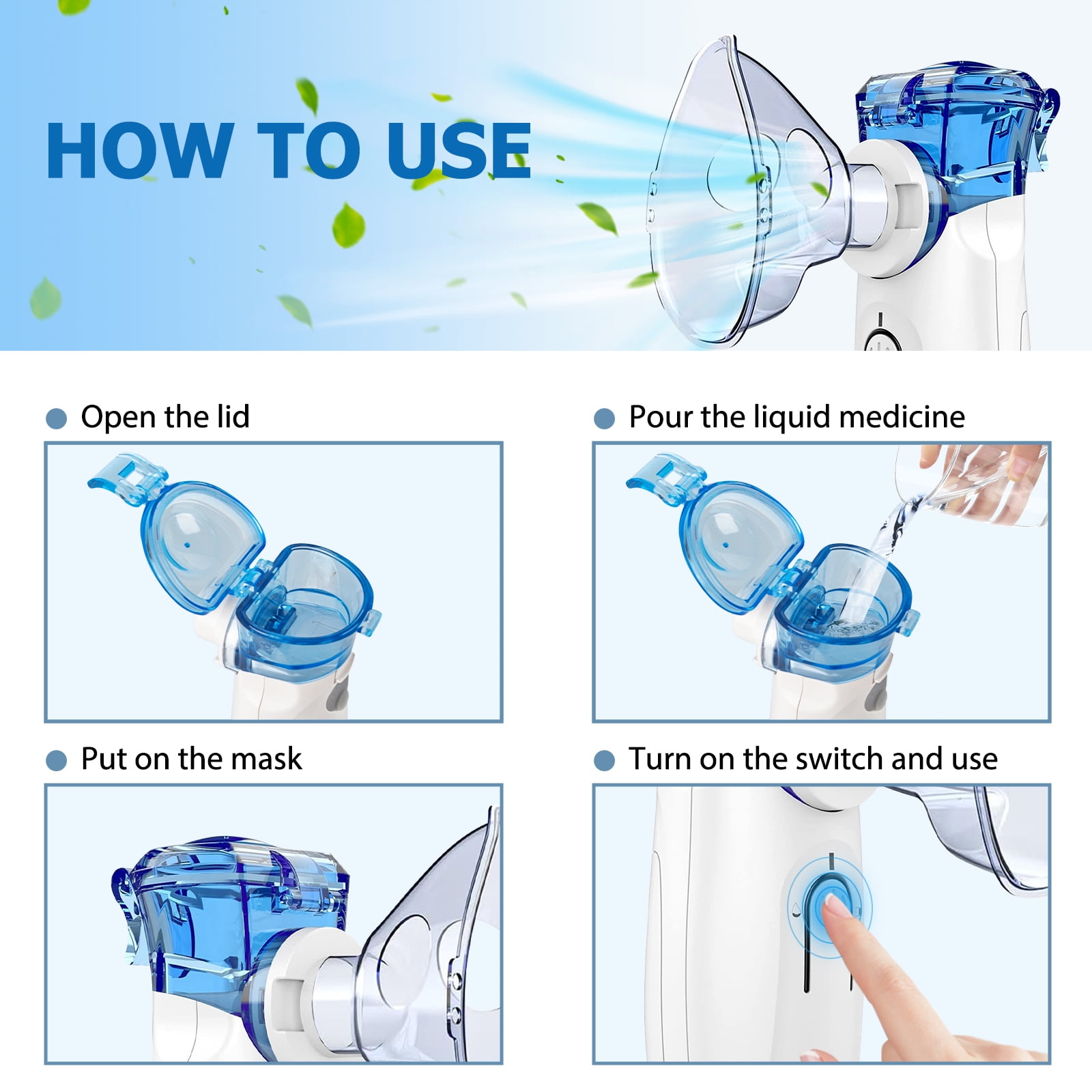 LYMAYTER Portable Humidifier Steam Inhaler USB/2AA B