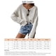 thumbnail image 5 of Suéter holgado de manga larga liso para mujer, talla M Suéter beige de gran tamaño con escote en V y hombros descubiertos, 5 of 5