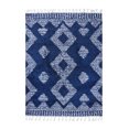 thumbnail image 3 of Modern Diamond Plush Polypropylene Indoor Shag Area Rug with Fringe - 5' x 7’, Cream/Blue, 3 of 10