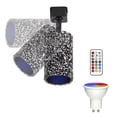 thumbnail image 1 of FSLiving Adjustable H Type Track Light, Black Rhinestones Ceiling Spotlighting Remote Control, Color Changing RGB White GU10 Timer Bulb Mini Lights Track Mounted for Kitchen Shopwindow Disco Ball, 1 of 8