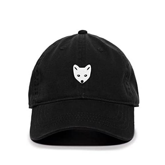 Arctic Fox Baseball Cap Embroidered Cotton Adjustable Dad Hat Black