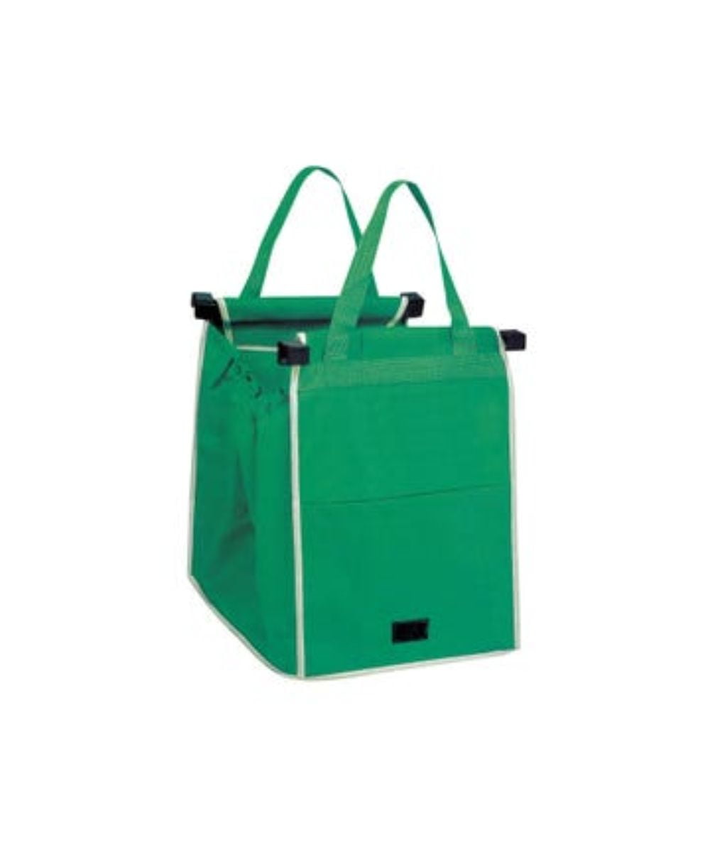 Set of 2 Green Reusable Shopping Cart Grocery Bags 12