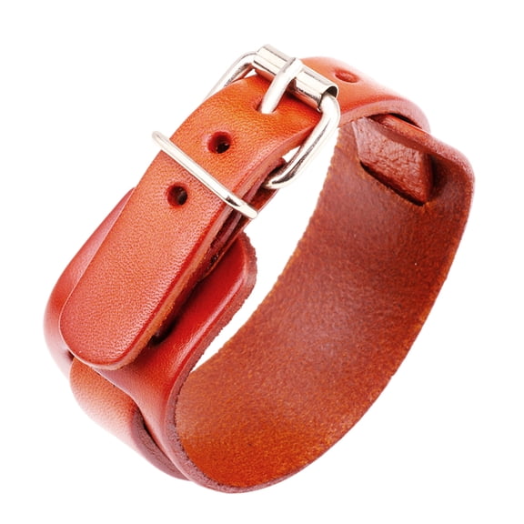 Vintage Punk Adjustable Wrist Cuff Double Strap Leather Wristband Unisex Hand Accessory