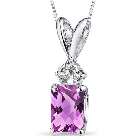 Oravo 1.25 Carat T.G.W. Radiant-Cut Created Pink Sapphire and Diamond Accent 14kt White Gold Pendant, 18