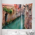 thumbnail image 1 of Venice Tapestry, Scenic Water Canal and Old Historic Buildings Houses Brick Walls, Fabric Wall Hanging Decor for Bedroom Living Room Dorm, 5 Sizes, Jade Green Dark Coral, by Ambesonne, 1 of 1