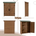 thumbnail image 3 of Outdoor Storage Shed with Lockable Door, Wooden Tool Storage Shed with Detachable Shelves and Pitch Roof, Brown, 3 of 11