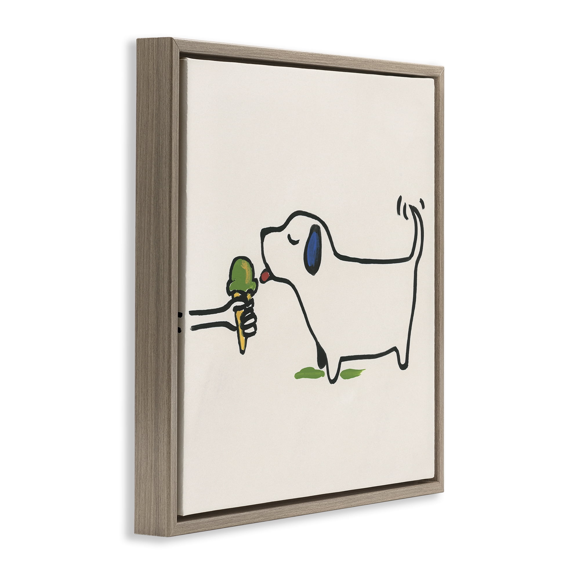 Stupell Industries Dog & Ice Cream Food & Beverage Painting Brown Floater Framed Canvas Art Print Wall Art, 18 x 18