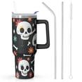 thumbnail image 2 of Halloween Tumbler with Handle 40oz Insulated Stainless Tumbler, Skull Travel Home Office Coffee Cup Water Bottle, 2 of 7