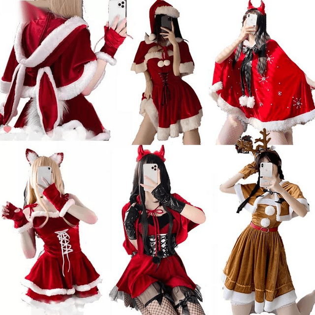 QueenLine Cosplay de Noël Mrs Santa Claus Lingerie Series Cape d'Orignal Corde Pyjama Aguichant Robe Rouge (22, Taille Unique)