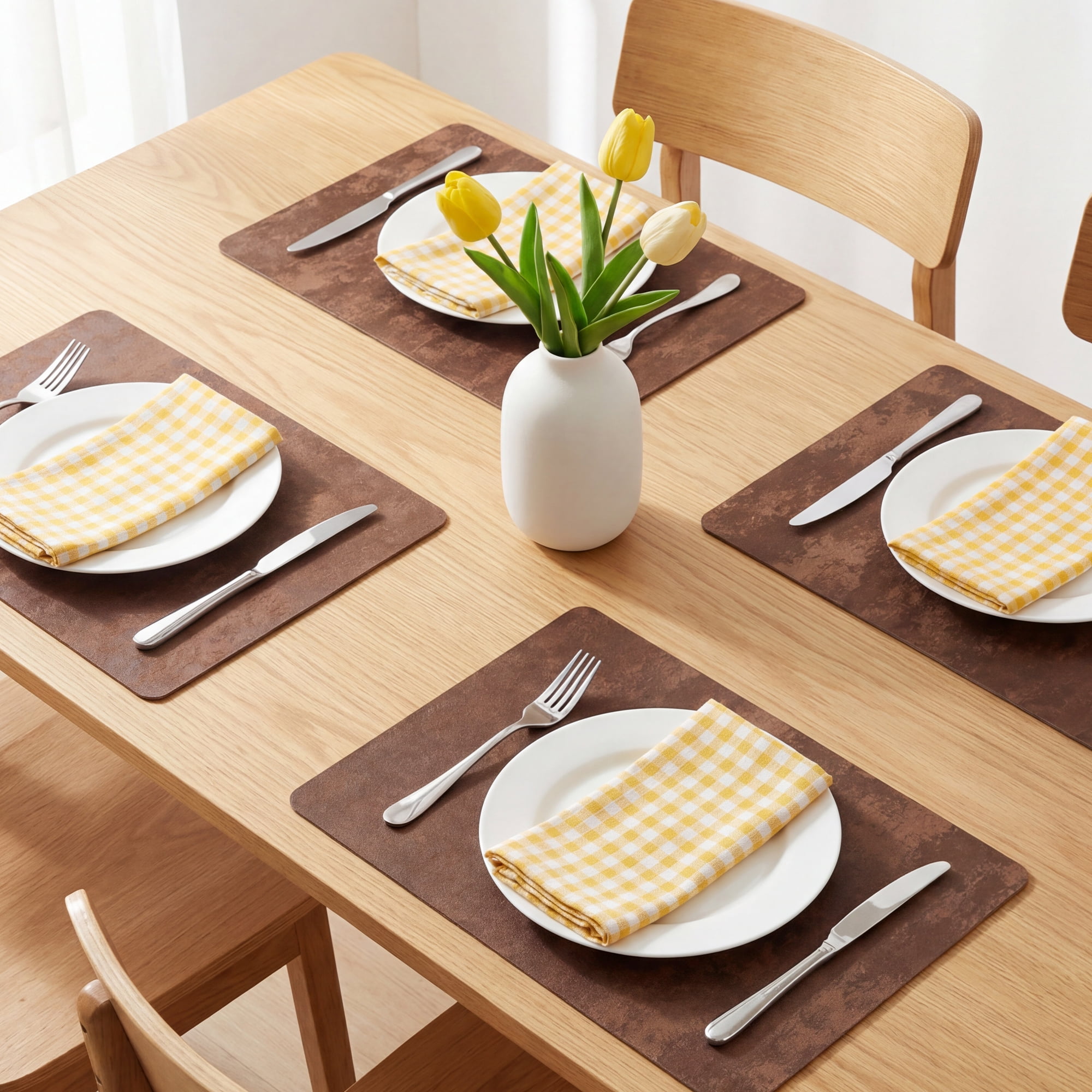 Unique Bargains Waterproof Placemats 4pcs Dark Brown 17.7"x11.8"