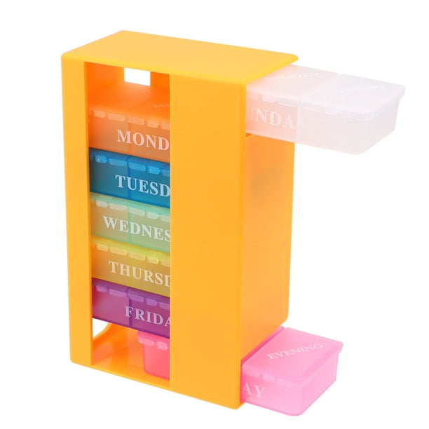 EeaseMX Pastillero de plástico de 21 compartimentos, portátil, sencillo, color naranja