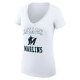 thumbnail image 2 of Women's G-III 4Her by Carl Banks White Miami Marlins Super-Slim Fit Lightweight Team Logo Graphic V-Neck T-Shirt, 2 of 5