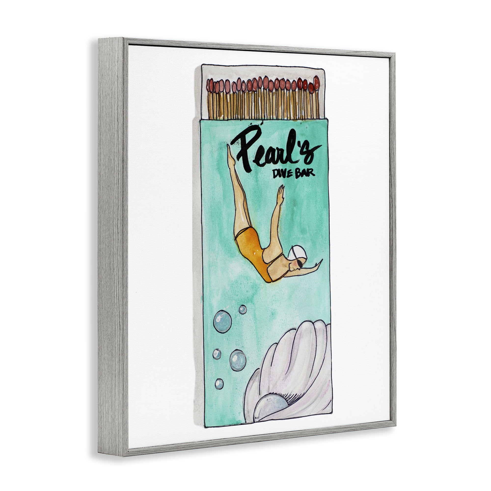 Stupell Industries Pearl Dive Matchbox Gray Framed Giclee Art, design by Nola James
