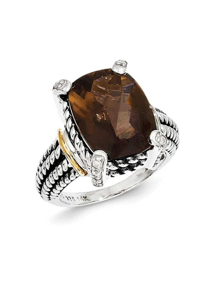 Shey Couture Sterling Silver with 14k Smoky Quartz Ring Size 7 Shey Couture Sterling Silver with 14k Smoky Quartz Ring Size 7